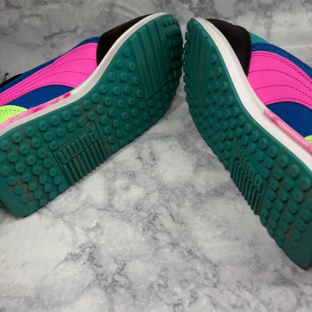 Puma City Rider Bright Color Comfort Tennis Sport Play Shoes Womens Sz 7 Neon